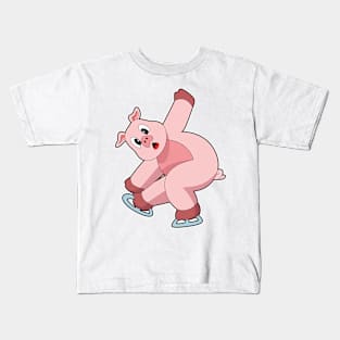 Pig Ice skating Ice skates Kids T-Shirt